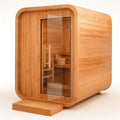 Indoor Cedar Sauna Built for Home Wellness, Canadian Red Cedar Construction, Tempered Glass Door, Compact Design