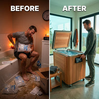 Cold Plunge Tub Designed for Daily Recovery, 304 Stainless Steel Basin, Cedar Cabinet, Touchscreen Controller — Before & After