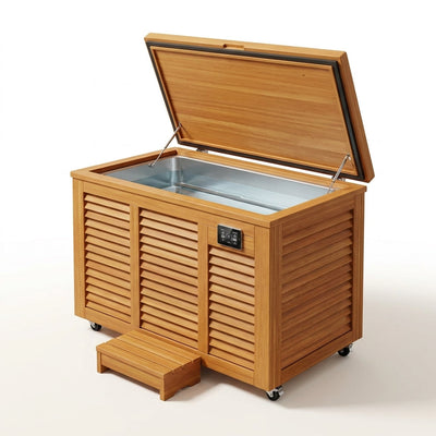 Cold Plunge Tub Designed for Daily Recovery, 304 Stainless Steel Basin, Cedar Cabinet, Touchscreen Controller
