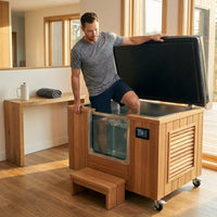 Cold Plunge Tub Designed for Daily Recovery, 304 Stainless Steel Basin, Cedar Cabinet, Touchscreen Controller — Lifestyle