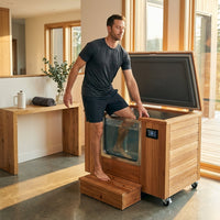 TimberChill Glacier Pro Cedar Cold Plunge — Lifestyle