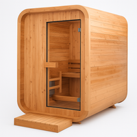 Indoor Cedar Sauna Built for Home Wellness, Canadian Red Cedar Construction, Tempered Glass Door, Compact Design