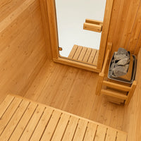 Indoor Cedar Sauna Built for Home Wellness, Canadian Red Cedar Construction, Tempered Glass Door, Compact Design