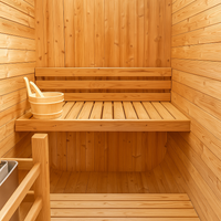 Indoor Cedar Sauna Built for Home Wellness, Canadian Red Cedar Construction, Tempered Glass Door, Compact Design