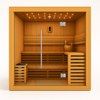Indoor Sauna Built for Home Wellness, Canadian Hemlock Construction, Full Glass Front, Professional Heating