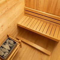 Indoor Cedar Sauna Built for Home Wellness, Canadian Red Cedar Construction, Tempered Glass Door, Compact Design